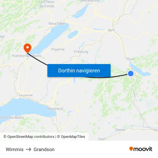 Wimmis to Grandson map