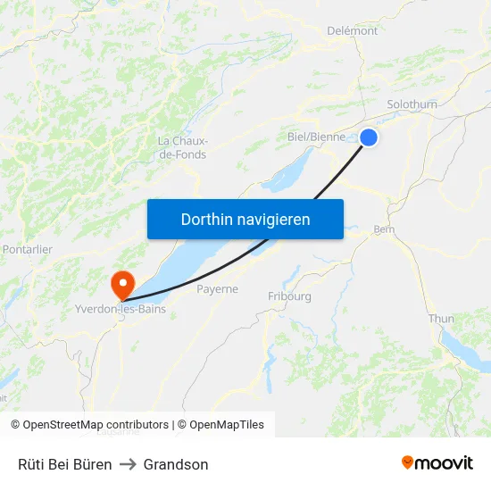 Rüti Bei Büren to Grandson map