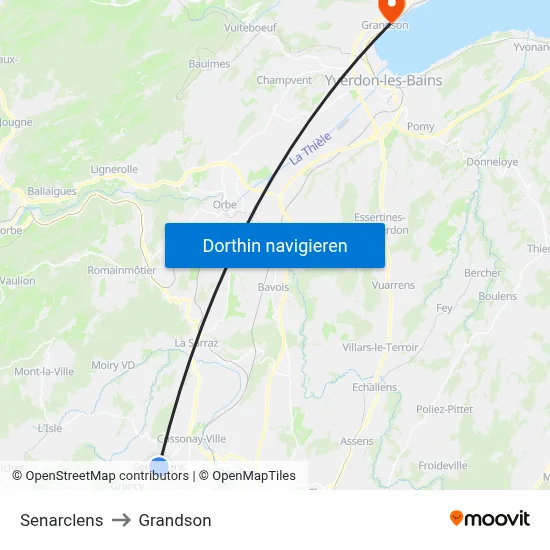 Senarclens to Grandson map