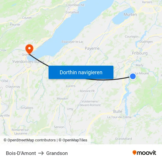 Bois-D’Amont to Grandson map