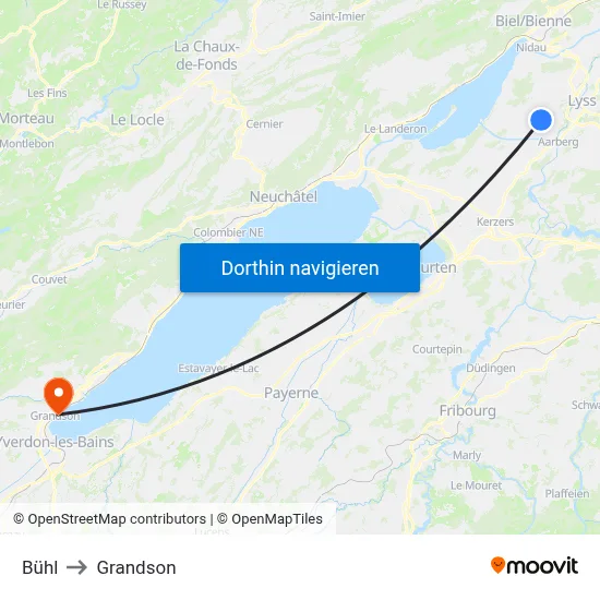 Bühl to Grandson map