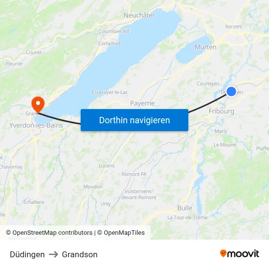 Düdingen to Grandson map