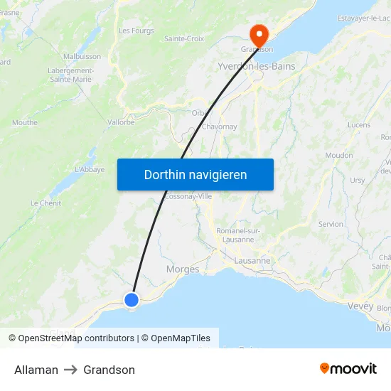Allaman to Grandson map