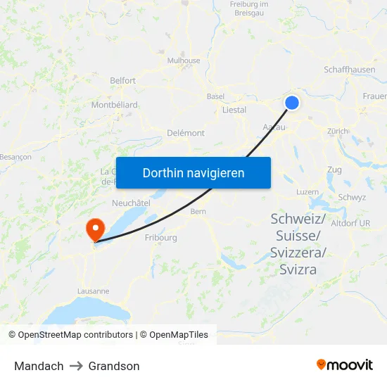 Mandach to Grandson map