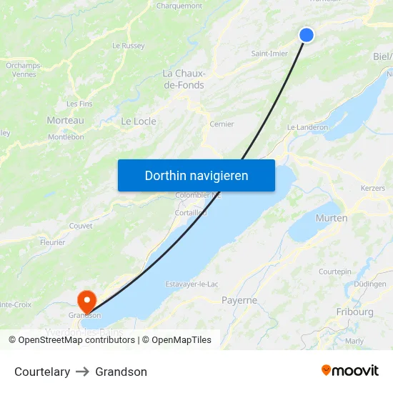 Courtelary to Grandson map