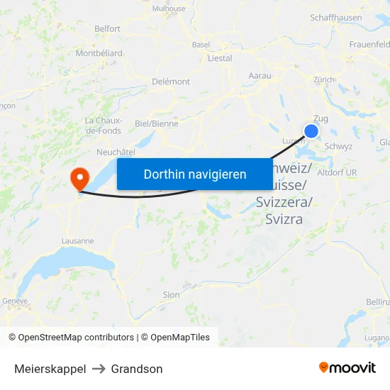 Meierskappel to Grandson map