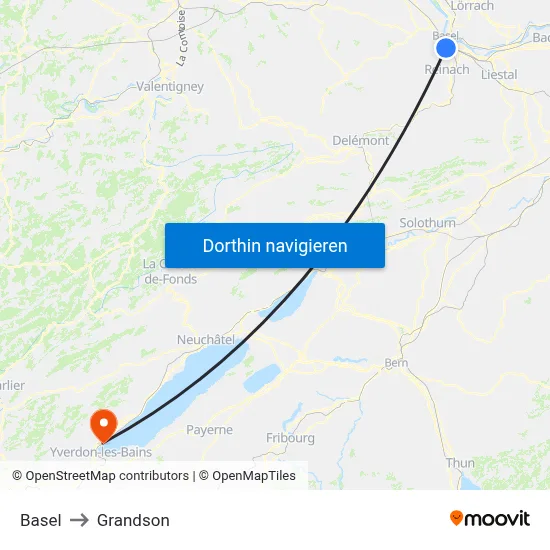 Basel to Grandson map