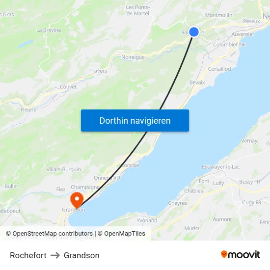 Rochefort to Grandson map