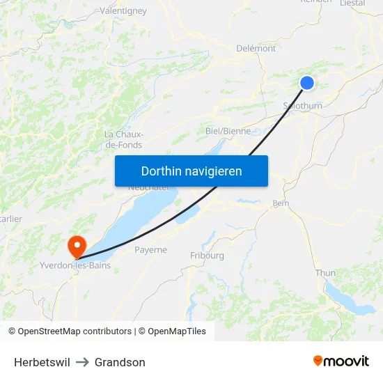 Herbetswil to Grandson map
