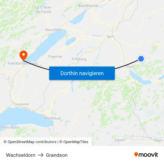 Wachseldorn to Grandson map