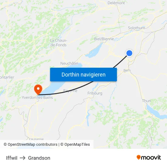 Iffwil to Grandson map
