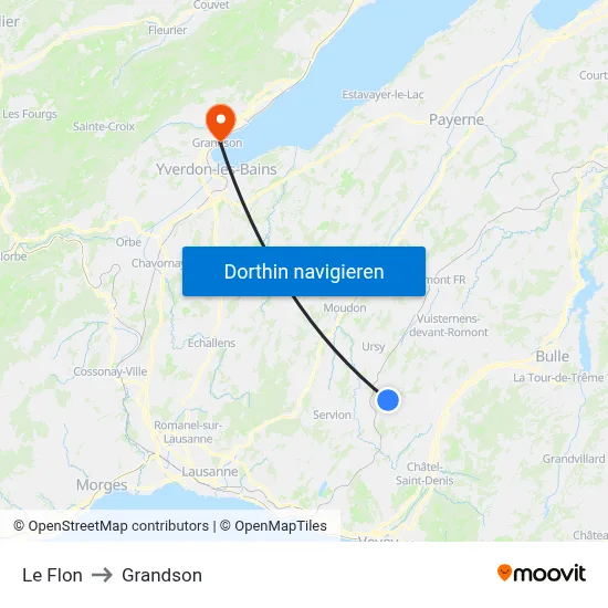 Le Flon to Grandson map
