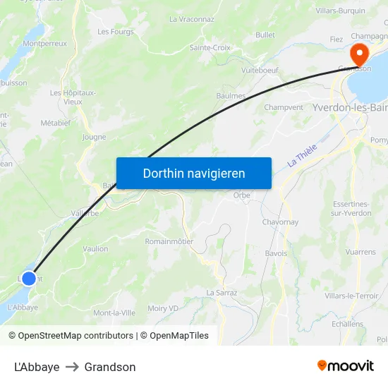 L'Abbaye to Grandson map