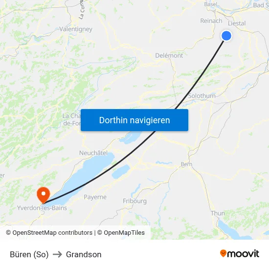 Büren (So) to Grandson map