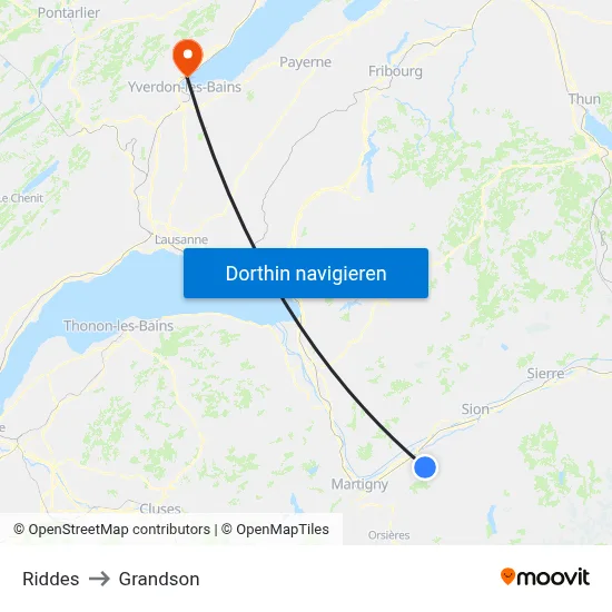 Riddes to Grandson map