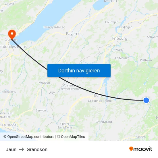 Jaun to Grandson map