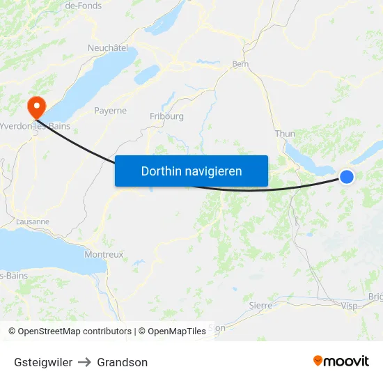 Gsteigwiler to Grandson map