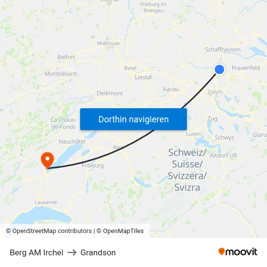 Berg AM Irchel to Grandson map