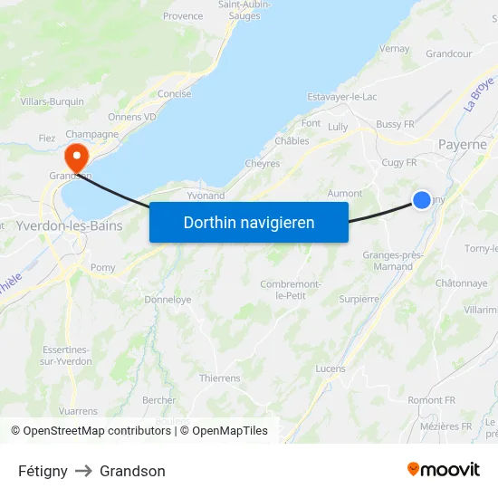Fétigny to Grandson map