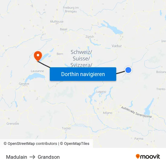 Madulain to Grandson map