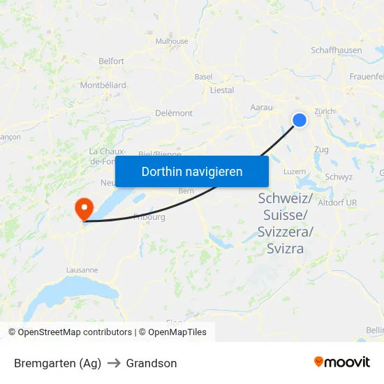 Bremgarten (Ag) to Grandson map