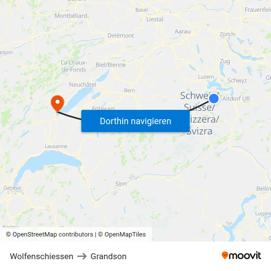 Wolfenschiessen to Grandson map