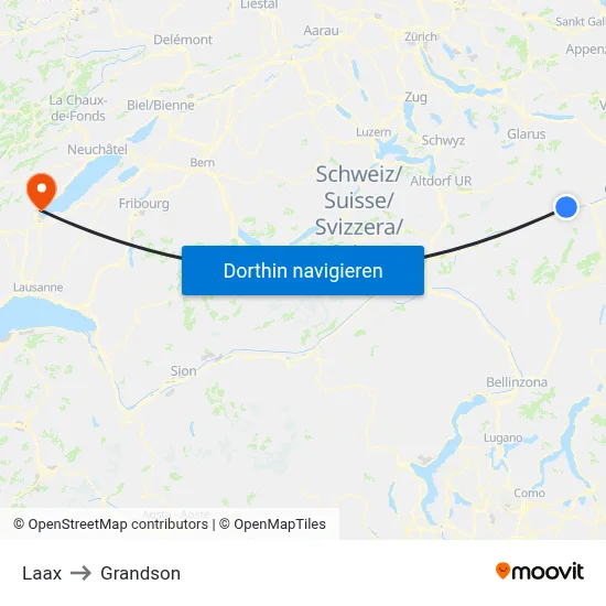 Laax to Grandson map