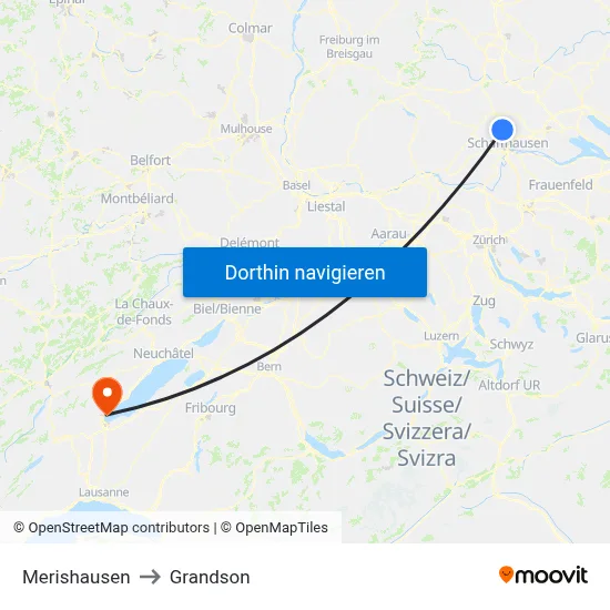 Merishausen to Grandson map