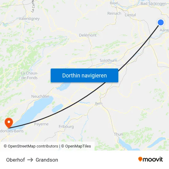 Oberhof to Grandson map