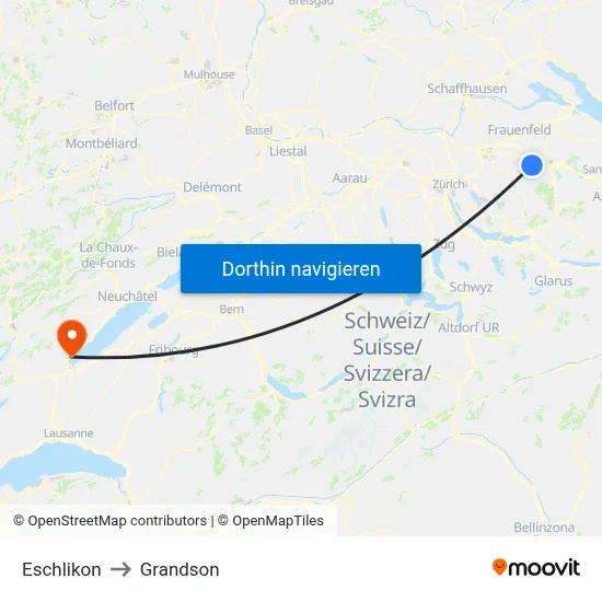 Eschlikon to Grandson map