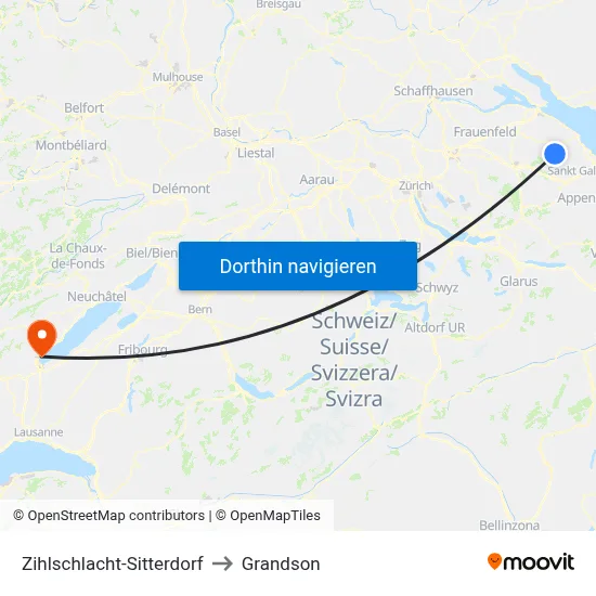 Zihlschlacht-Sitterdorf to Grandson map