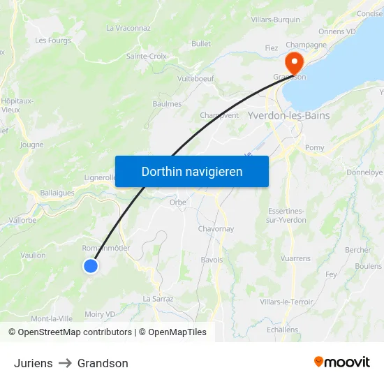 Juriens to Grandson map