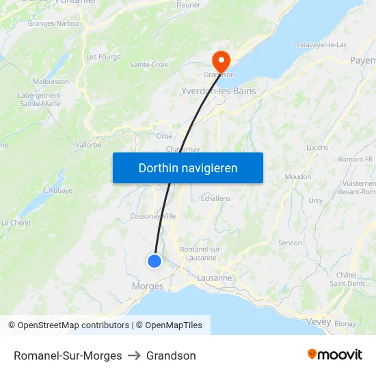 Romanel-Sur-Morges to Grandson map