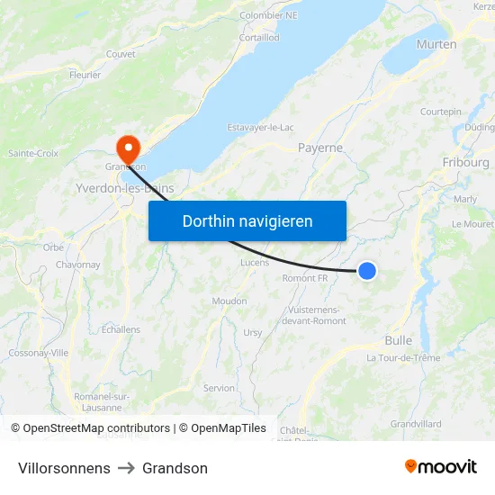 Villorsonnens to Grandson map