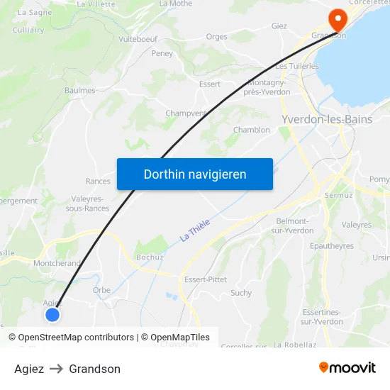 Agiez to Grandson map