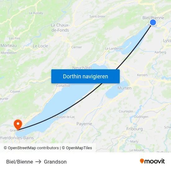 Biel/Bienne to Grandson map