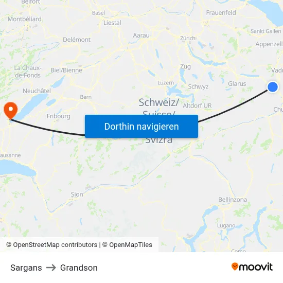 Sargans to Grandson map