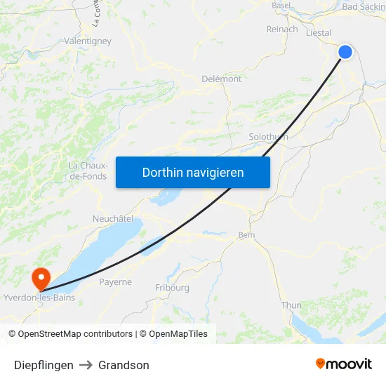 Diepflingen to Grandson map