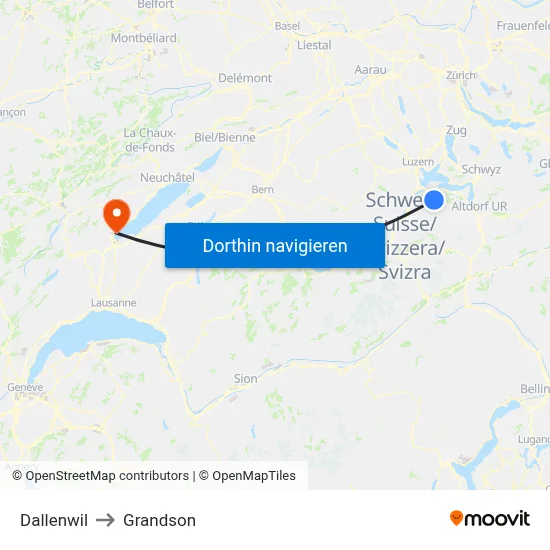 Dallenwil to Grandson map