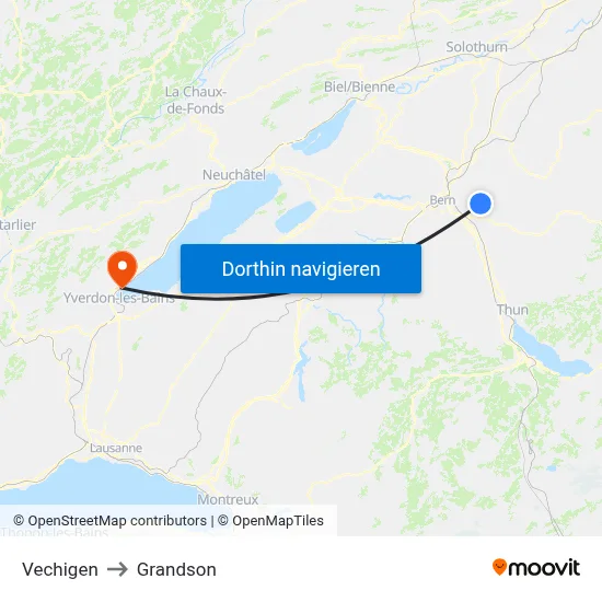 Vechigen to Grandson map