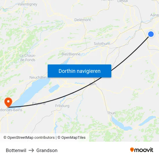 Bottenwil to Grandson map