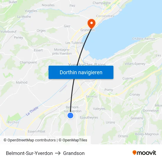 Belmont-Sur-Yverdon to Grandson map
