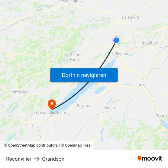 Reconvilier to Grandson map