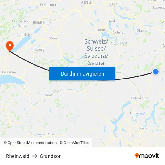 Rheinwald to Grandson map