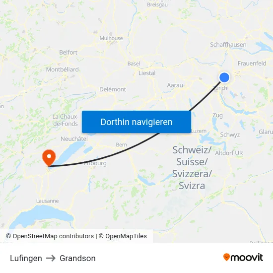 Lufingen to Grandson map
