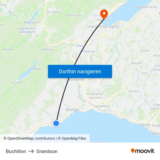 Buchillon to Grandson map