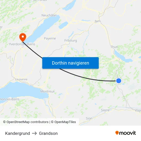 Kandergrund to Grandson map