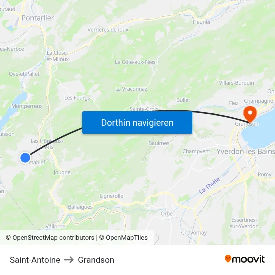 Saint-Antoine to Grandson map