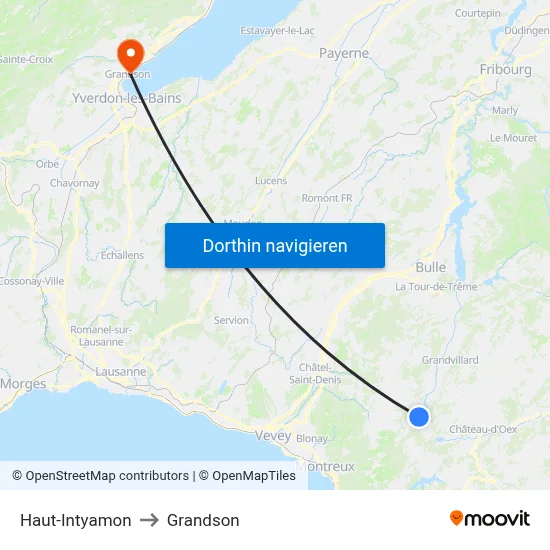 Haut-Intyamon to Grandson map