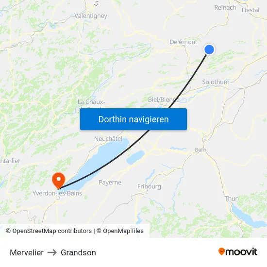 Mervelier to Grandson map